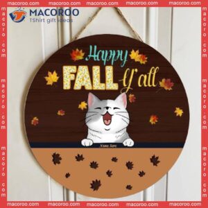 Happy Fall Y’all, Decoration, Personalized Cat Autumn Wooden Signs