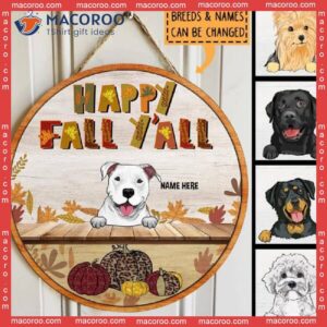 Happy Fall Y’all, Peeking Dogs, Personalized Dog Autumn Wooden Signs
