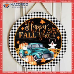 Happy Fall Y’all, Truck With Pumpkins, Personalized Cat Wooden Signs