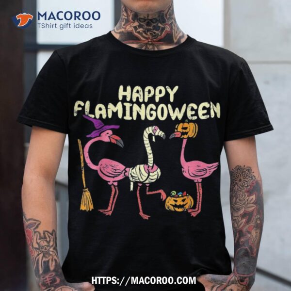 Happy Flamingoween Witch Pumpkin Mummy Flamingo Halloween Shirt, Halloween Skull