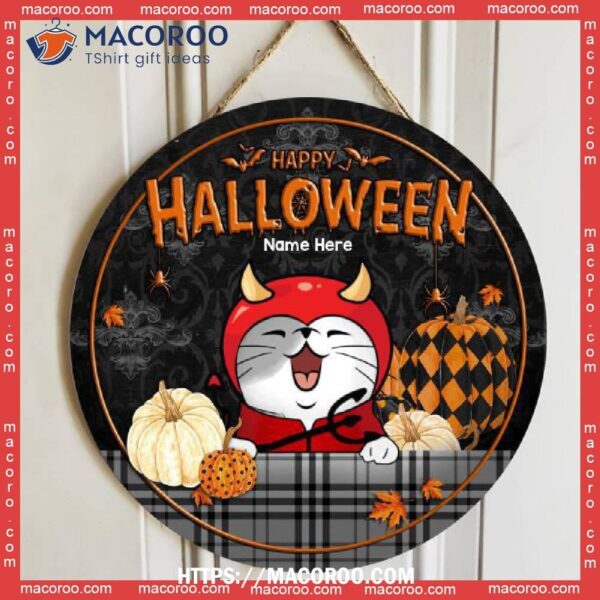 Happy Halloween, Black Plaid Tablecloth, Personalized Cat Halloween Wooden Signs, Halloween 1978 Mask