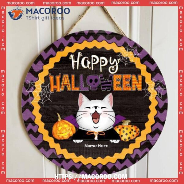 Happy Halloween, Halloween Costume, Personalized Cat Wooden Signs, Gifts For Halloween Lovers