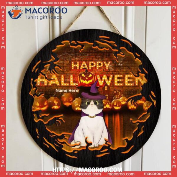 Happy Halloween, Orange Scary Light, Personalized Cat Halloween Wooden Signs, Diy Halloween Treats