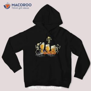 happy halloween party funny skeleton skull drinking beer shirt skull pumpkin hoodie