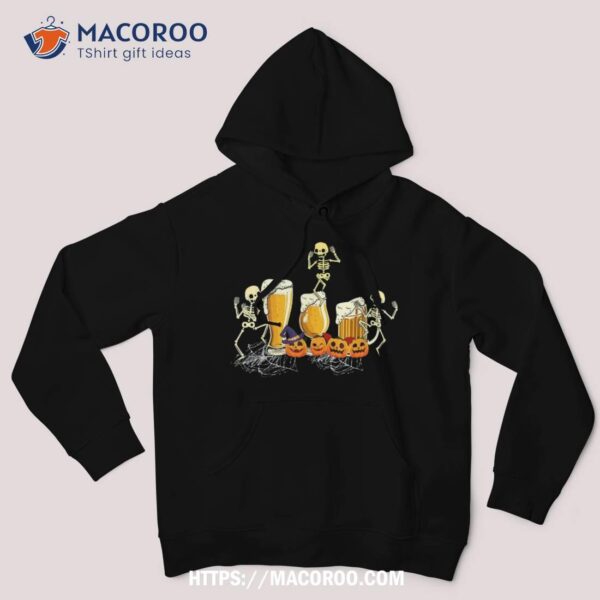 Happy Halloween Party Funny Skeleton Skull Drinking Beer Shirt, Skull Pumpkin