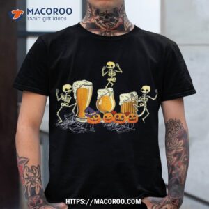 Happy Halloween Party Funny Skeleton Skull Drinking Beer Shirt, Skull Pumpkin