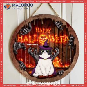 Happy Halloween, Scary Lava Monster, Personalized Cat Halloween Wooden Signs, Halloween Candy Gifts