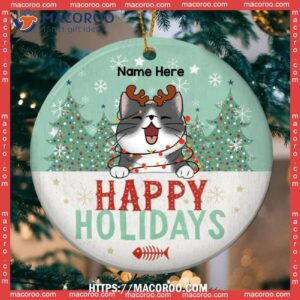 Happy Holiday, Cat Christmas Ornaments Personalized