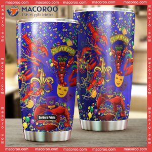 happy mardi gras shrimps lobster funny stainless steel tumbler 1