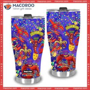 happy mardi gras shrimps lobster funny stainless steel tumbler 2