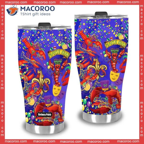 Happy Mardi Gras Shrimps Lobster Funny Stainless Steel Tumbler