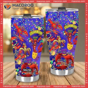 happy mardi gras shrimps lobster funny stainless steel tumbler 3