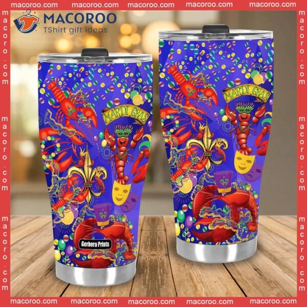 Happy Mardi Gras Shrimps Lobster Funny Stainless Steel Tumbler