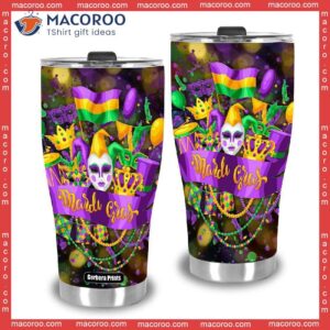 happy mardi gras stainless steel tumbler 2 4