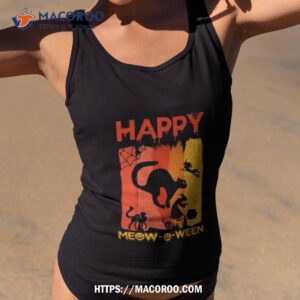 Happy Meow O Ween Funny Halloween Black Cat Scary Spooky Shirt
