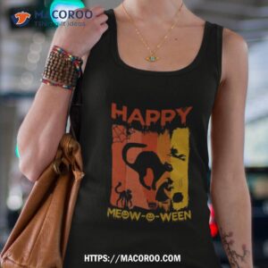 happy meow o ween funny halloween black cat scary spooky shirt tank top 4