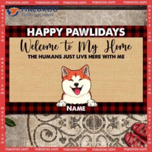 Happy Pawlidays Front Door Mat,christmas Welcome To Our Home Personalized Doormat, Gifts For Pet Lovers