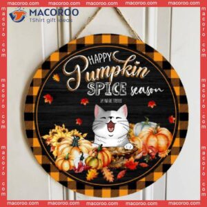 Happy Pumpkin Spice Season, Personalized Cat Fall Wooden Signs