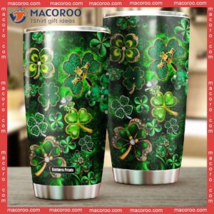 happy st patricks day clover leaf stainless steel tumbler 1