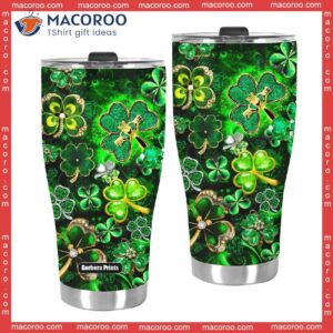 happy st patricks day clover leaf stainless steel tumbler 2