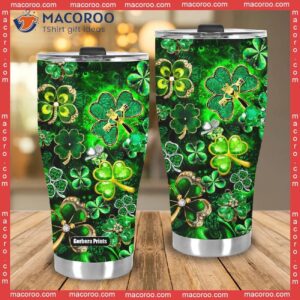 happy st patricks day clover leaf stainless steel tumbler 3