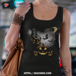 haunted house shirt flying witch jack o lantern tank top 4