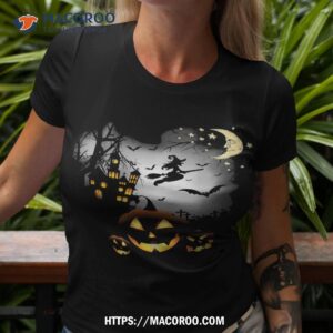 haunted house shirt flying witch jack o lantern tshirt 3