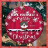 Have Yourself A Merry Little Christmas, Personalized Cat Christmas Ornament, Red Wooden
