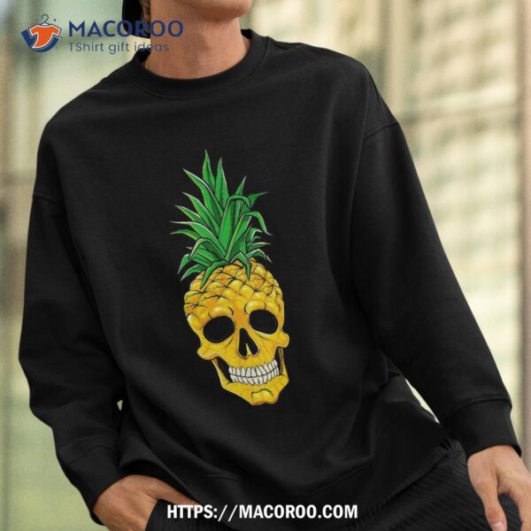 Hawaiian Pineapple Skull Summer Halloween Costume Goth Shirt, Spooky Scary Skeletons