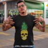 Hawaiian Pineapple Skull Summer Halloween Costume Goth Shirt, Spooky Scary Skeletons
