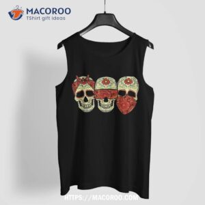 hear see speak no evil sugar skulls dia de muertos halloween shirt sugar skull pumpkin tank top