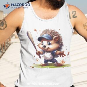 hedgehog playing baseball funny player boys girls shirt good gift ideas for dad tank top 3