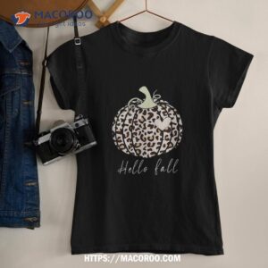 hello fall animal print leopard heart pumpkin halloween shirt tshirt