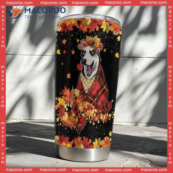 Hello Fall Husky Dog Stainless Steel Tumbler