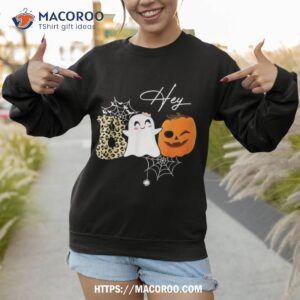 hey boo cute ghost pumpkin face halloween shirt sweatshirt