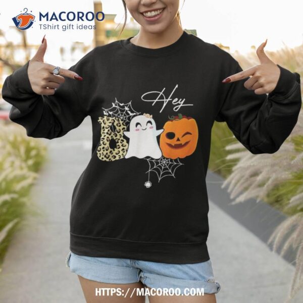 Hey Boo Cute Ghost Pumpkin Face Halloween Shirt