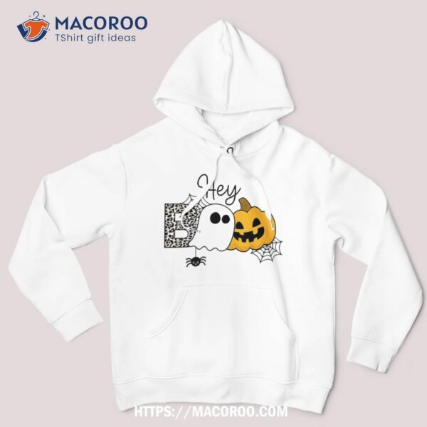 Hey Boo Halloween Cute Ghost Leopard Pumpkin Teachers Shirt