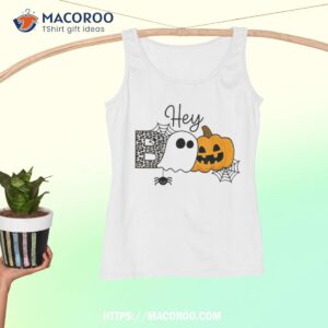 hey boo halloween cute ghost leopard pumpkin teachers shirt tank top