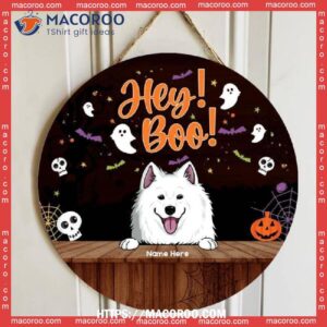 Hey Boo, Personalized Dog Halloween Wooden Signs, Halloween Treats For Teachers
