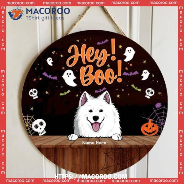 Hey Boo, Personalized Dog Halloween Wooden Signs, Halloween Treats For Teachers