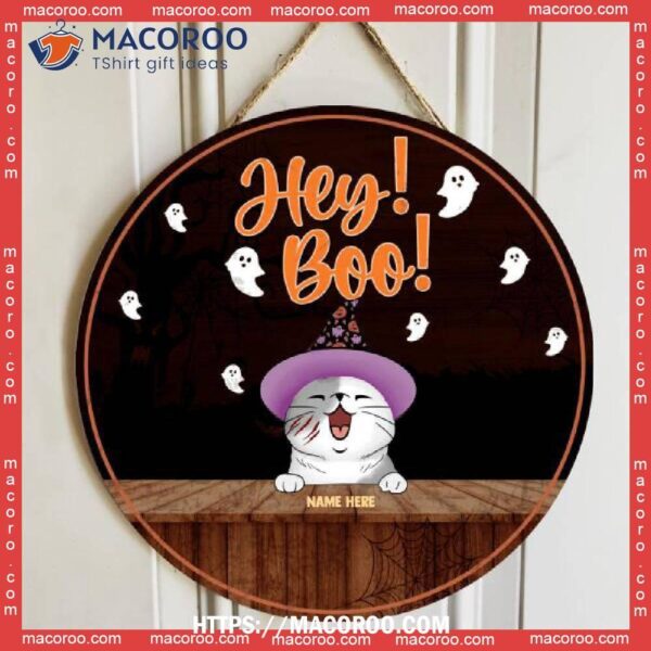 Hey Boo, Witch Cats, Personalized Cat Halloween Wooden Signs, Michael Myers Movie 2023