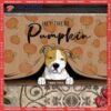 Hey There Pumpkin Dog Peeking From Curtain Holiday Doormat, Gifts For Lovers,fall Custom Doormat