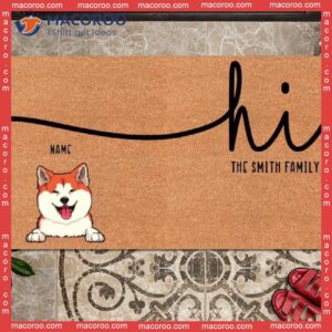 Hi Family Name Front Doot Mat, Personalized Doormat, Gifts For Pet Lovers
