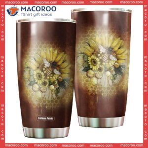 hippie bee with sunflower stainless steel tumbler 0