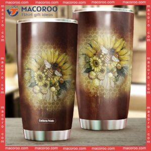 hippie bee with sunflower stainless steel tumbler 1