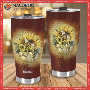 hippie bee with sunflower stainless steel tumbler 2