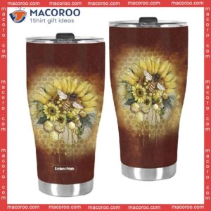 hippie bee with sunflower stainless steel tumbler 3