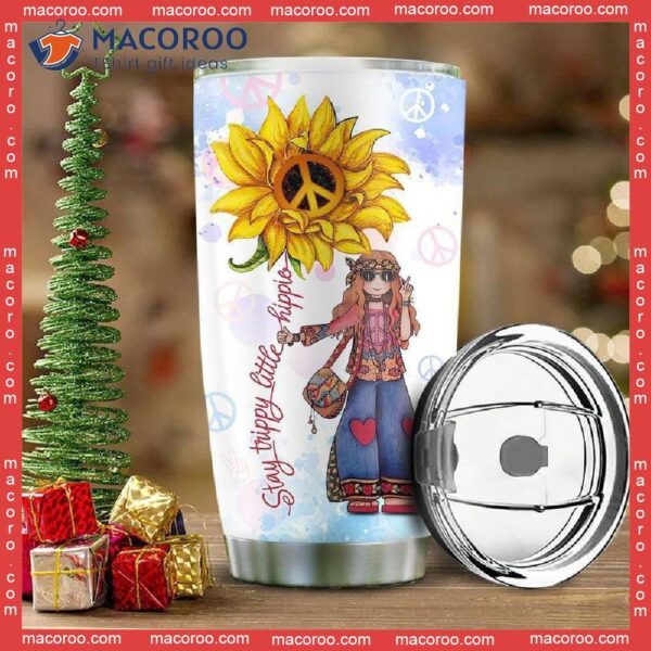 Hippie Girl Sunflower Stainless Steel Tumbler