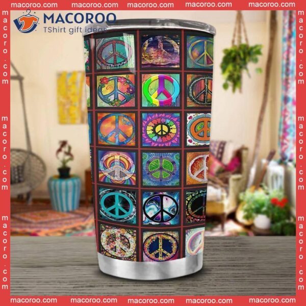 Hippie Peace Pattern Stainless Steel Tumbler