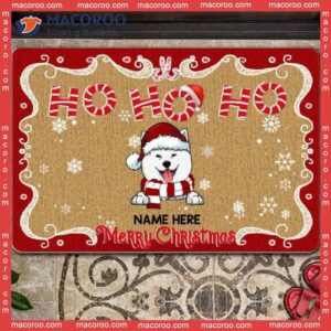 Ho Merry Christmas Santa’s Hat And Scarf Holiday Doormat, Gifts For Dog Lovers,christmas Personalized Doormat